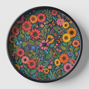 Horloges Artistiques Abstraites Papillon Tournesol