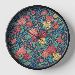 Horloges Artistiques Chrysanthèmes Papillons Abstr