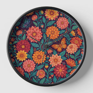 Horloges Artistiques Fleurs Abstraites Dahlia Papi