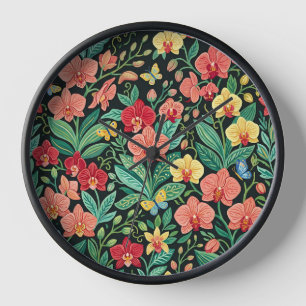 Horloges Artistiques Fleurs Abstraites d'Orchidées