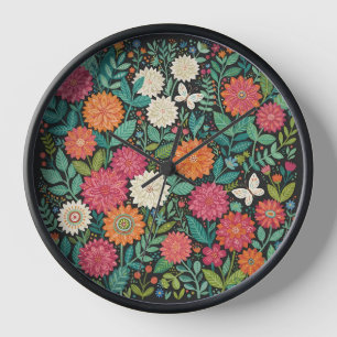 Horloges Artistiques Fleurs de Dahlia Papillons Ar