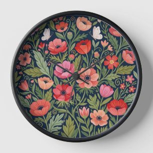 Horloges Artistiques Fleurs Papillons Art Abstrait