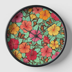 Horloges Artistiques Jardin de Hibiscus Abstrait P