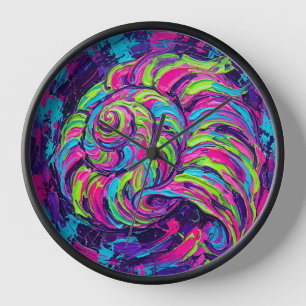 Horloges Artistiques Néon Spirale Coquillage Abstr