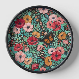 Horloges Artistiques Papillon Monarque Anémone Abs