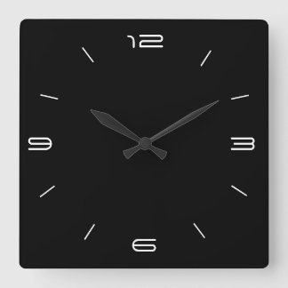 Horloges Carrées Élégantes Noires avec Chiffres Bl