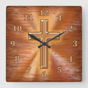 Horloges chrétiennes avec fond grunge croix dorée