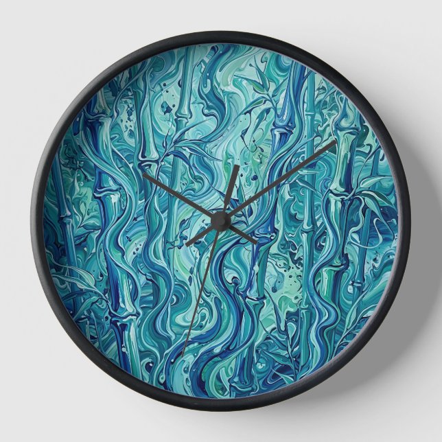 Horloges d'art à fusion bleue de forêt de bambou a (Recto)