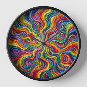 Horloges d'art à rayon de soleil abstrait en arc-e
