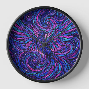 Horloges d'art abstrait de vol d'oiseau cosmique v