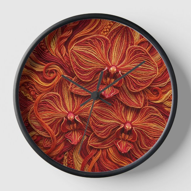 Horloges d'art abstrait Fleur d'Orchidée Rouge (Recto)