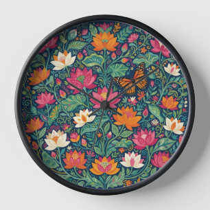 Horloges d'art abstrait mexicain Lotus Monarch