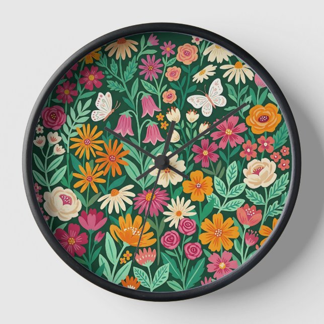 Horloges d'art de fleurs colorées abstraites (Recto)