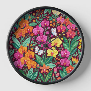 Horloges d'art de jardin d'orchidées scandinaves a