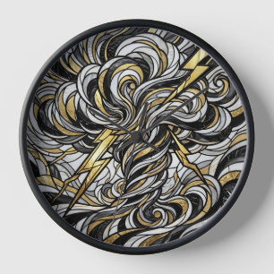 Horloges d'art éclatement de nuage or tempête abst