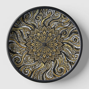 Horloges d'art en cercle de mandala en or abstrait