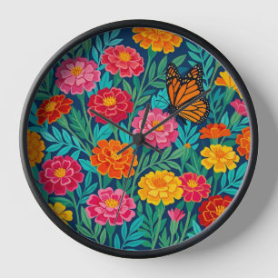 Horloges d'art en gouache abstraite Papillon Souci