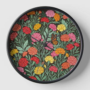 Horloges d'art papillon et oeillets colorés abstra