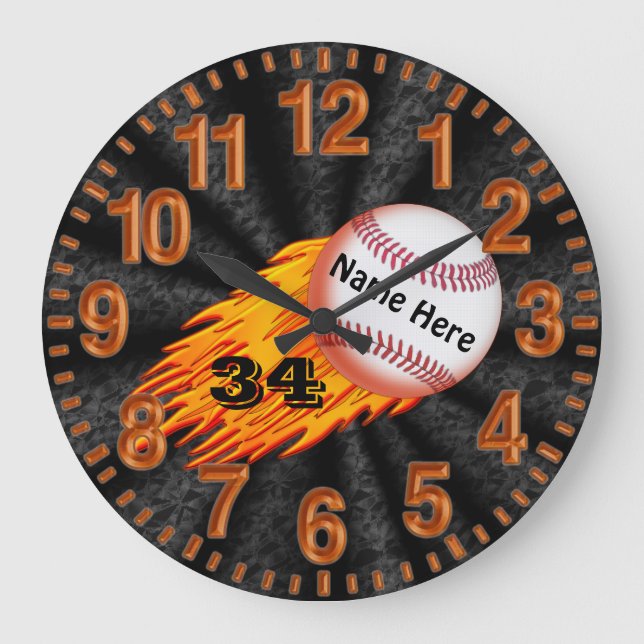 Horloges de baseball flamboyantes avec VOTRE NOM E (Recto)