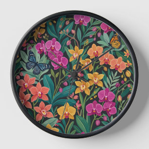 Horloges de jardin papillons orchidées abstraites 