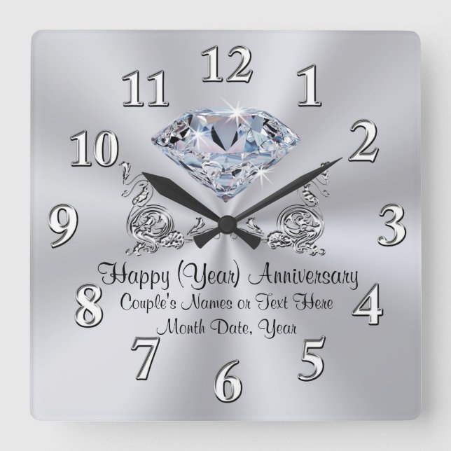 Horloges de l'anniversaire de diamant avec votre T (Recto)