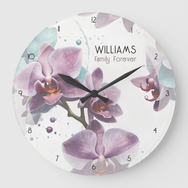 Horloges d'orchidées aquarelles personnalisées (Recto)