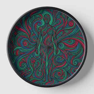 Horloges en art linéaire avec silhouette abstraite