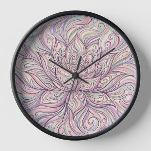 Horloges en encre pastel Art abstrait Lotus
