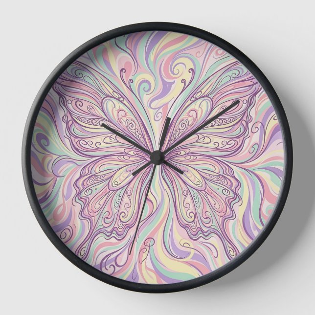 Horloges en forme d'ailes de papillon abstrait en  (Recto)