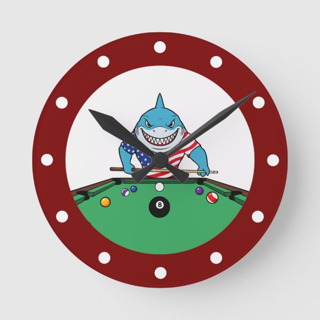 Horloges murales Cool Man Cave Pool Shark (Recto)