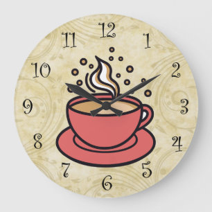 Horloges murales de cuisine sur le thème du café t