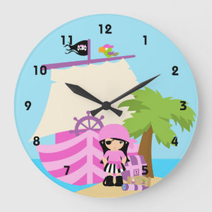 Horloges murales de fille de bateau de pirate