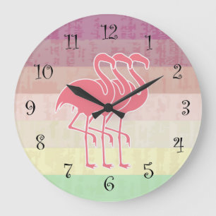 Horloges murales de Flamant rose tropical