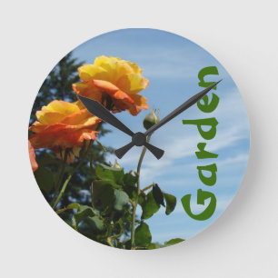 Horloges murales de jardin Fleurs de Rose Orange C