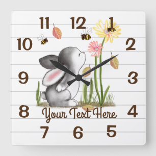 Horloges murales mignonnes d'illustration de lapin
