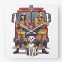 Horloges murales pompiers héroïques et dalmatien