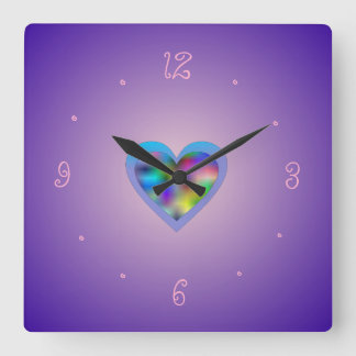 Horloges murales pour filles > Cœur arc-en-ciel vi