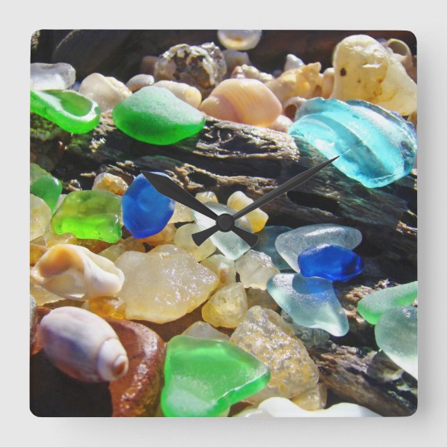 Horloges murales Seaglass Designer Coques de verre (Recto)
