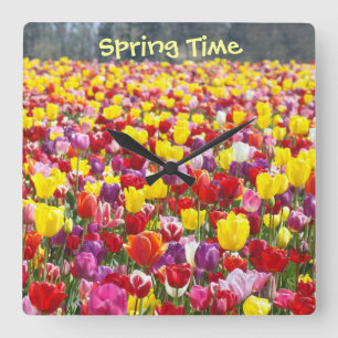 Horloges murales Temps Printanier Fleurs de Tulipe