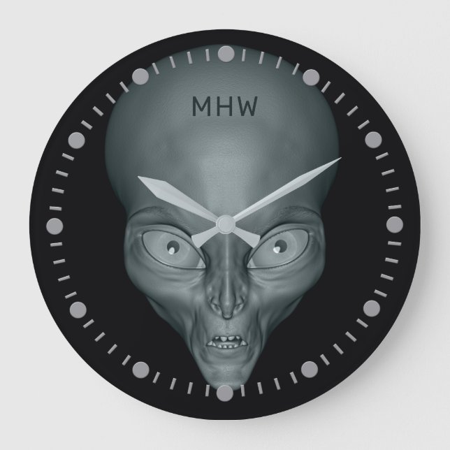 Horloges murales UFO Alien avec monogramme personn (Recto)