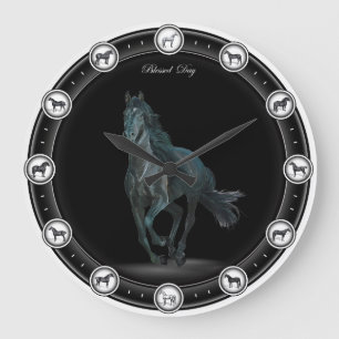 Horloges noires impressionnantes de cheval.