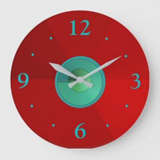 Horloges unies rouges avec centre aqua/vert/bleu