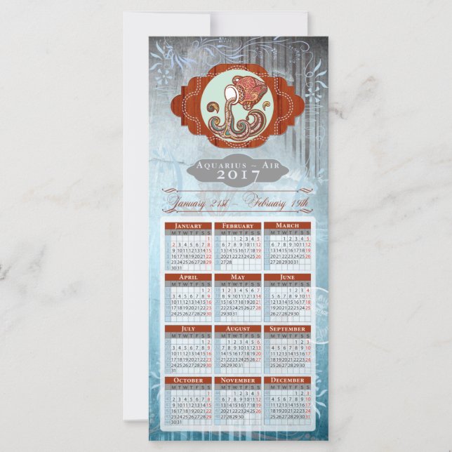 Horoscope Calendrier Card 2017 ~ Aquarius (Devant)