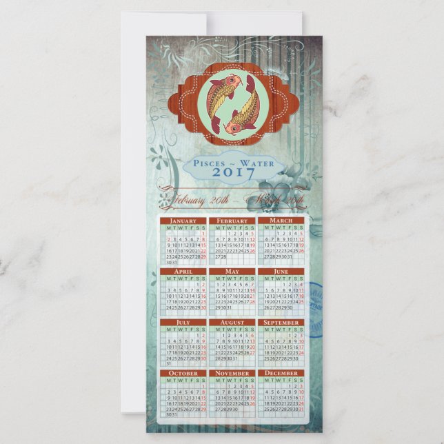 Horoscope Calendrier Card 2017 ~ Poissons (Devant)