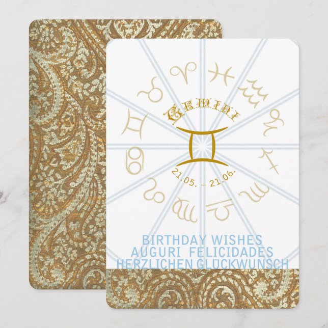 HOROSCOPE ~ Invitation d'anniversaire - Gemini (Devant / Derrière)