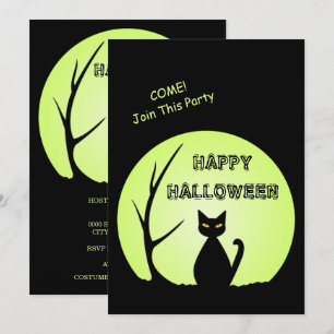 Horreur Chat Halloween Fête Invitation