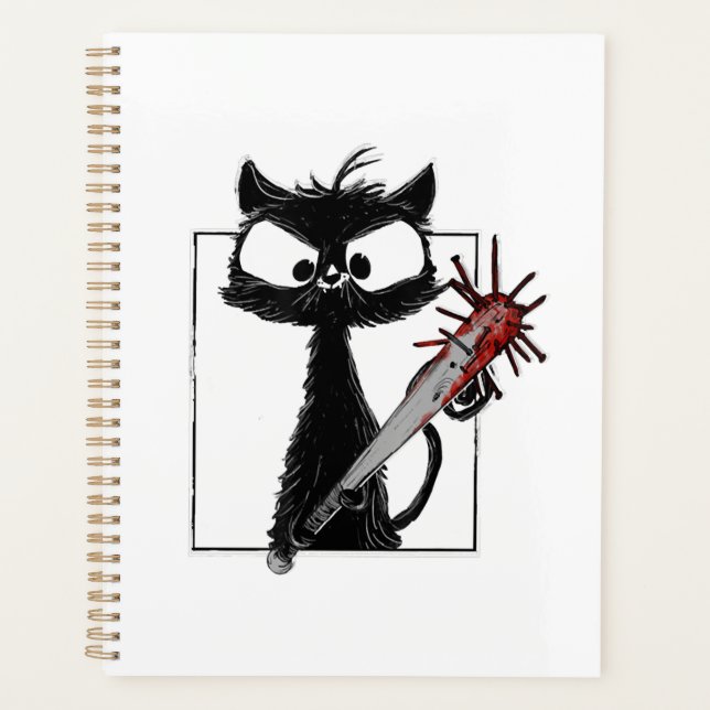 Horreur de baseball de chat noir Halloween (Devant)
