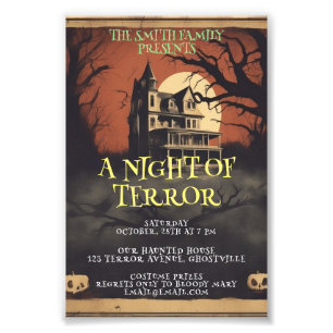 Horror Movie Poster Halloween Party Invitation