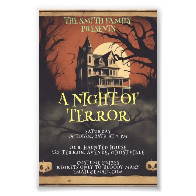 Horror Movie Poster Halloween Party Invitation (Devant)
