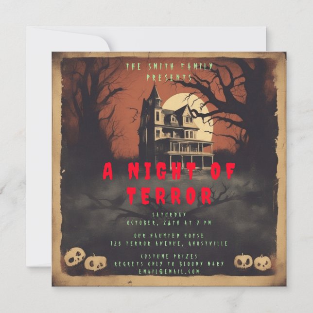Horror Movie Poster Halloween Party Invitation (Devant)